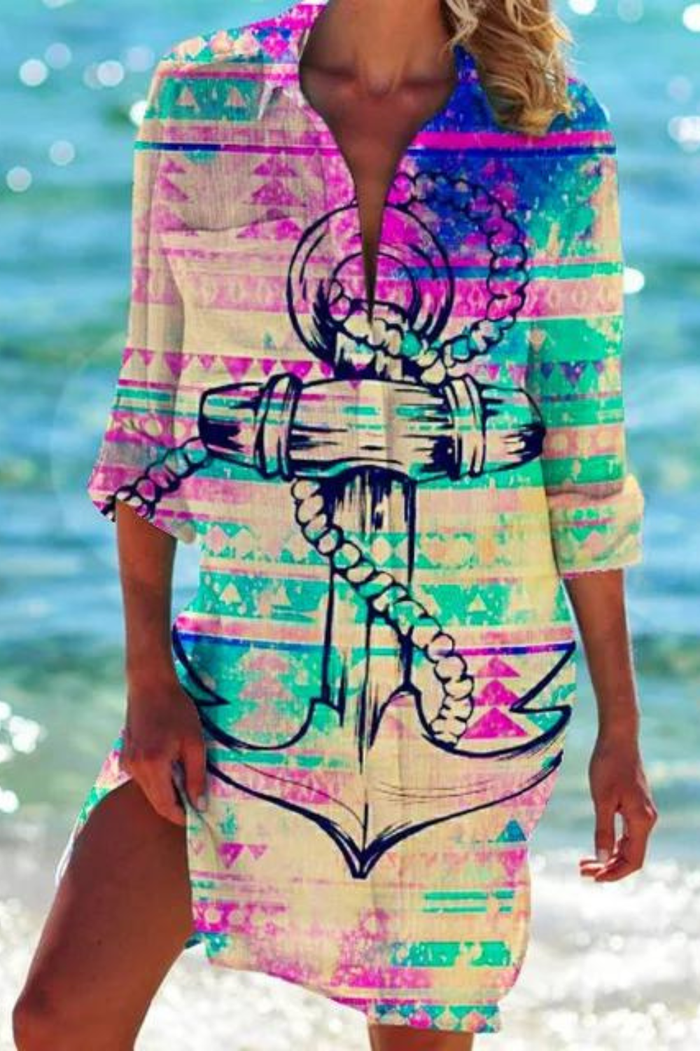 Lune London | Long Beach Blouse with Marine Motif
