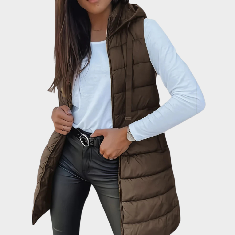 Lune London | Long padded vest with hood