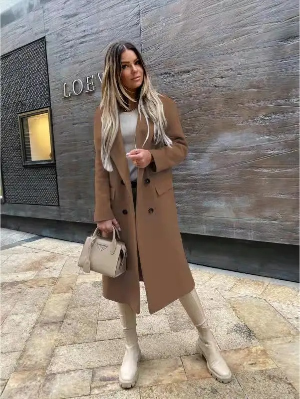 Lune London | Women's Double-Breasted Coat Classic Elegant Long Coat