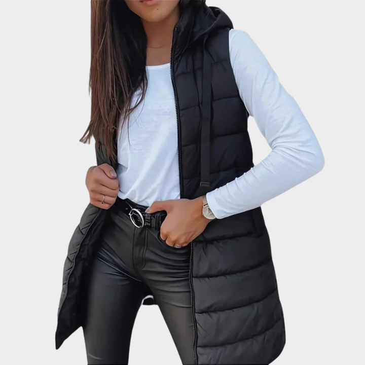 Lune London | Long padded vest with hood