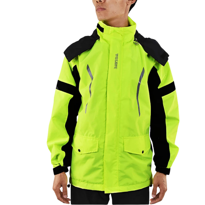 Lune London | Men's Waterproof Motorcycle Rain Jacket - Reflective Black/Green S-2XL