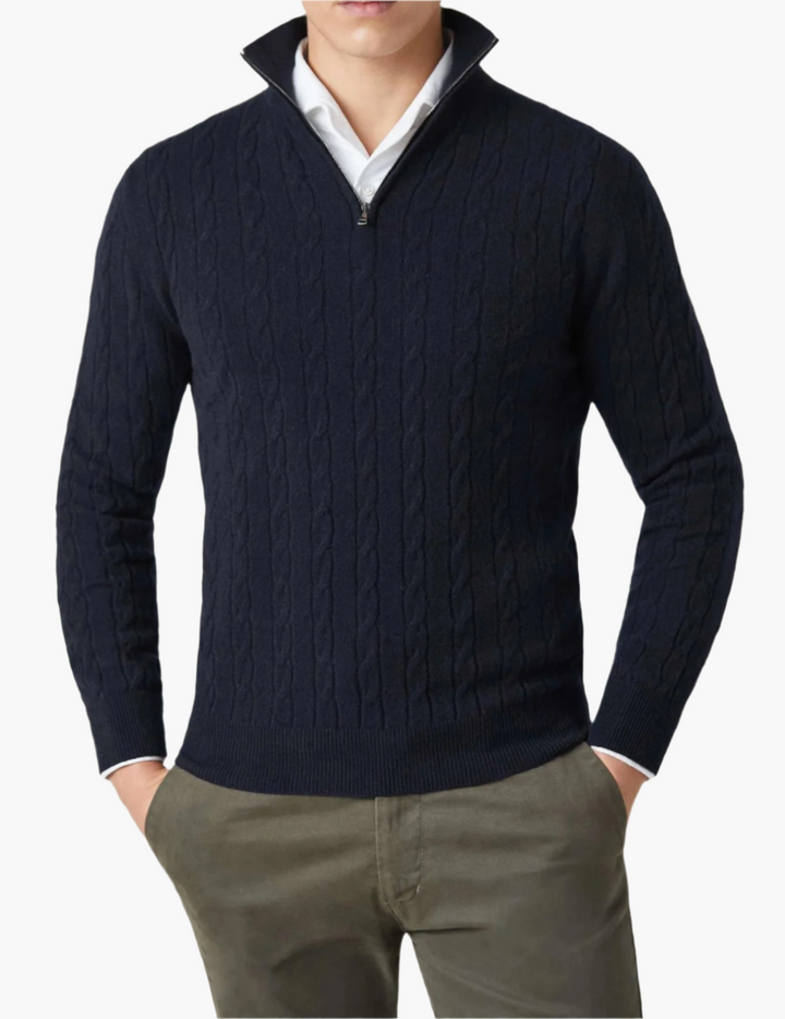 Lune London | Twisted knit sweater with zipper - Elegant sweater for work and leisure