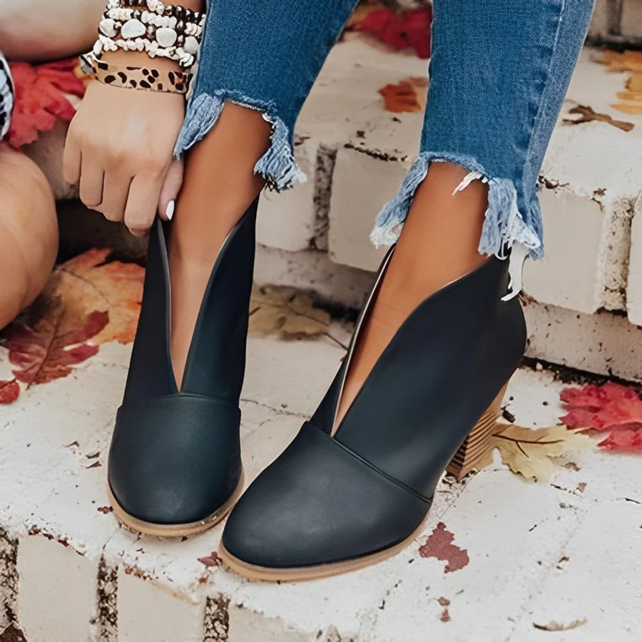 Lune London | Women's High Heel Ankle Boots, V-Shape Opening, Slippers, Chic and Elegant