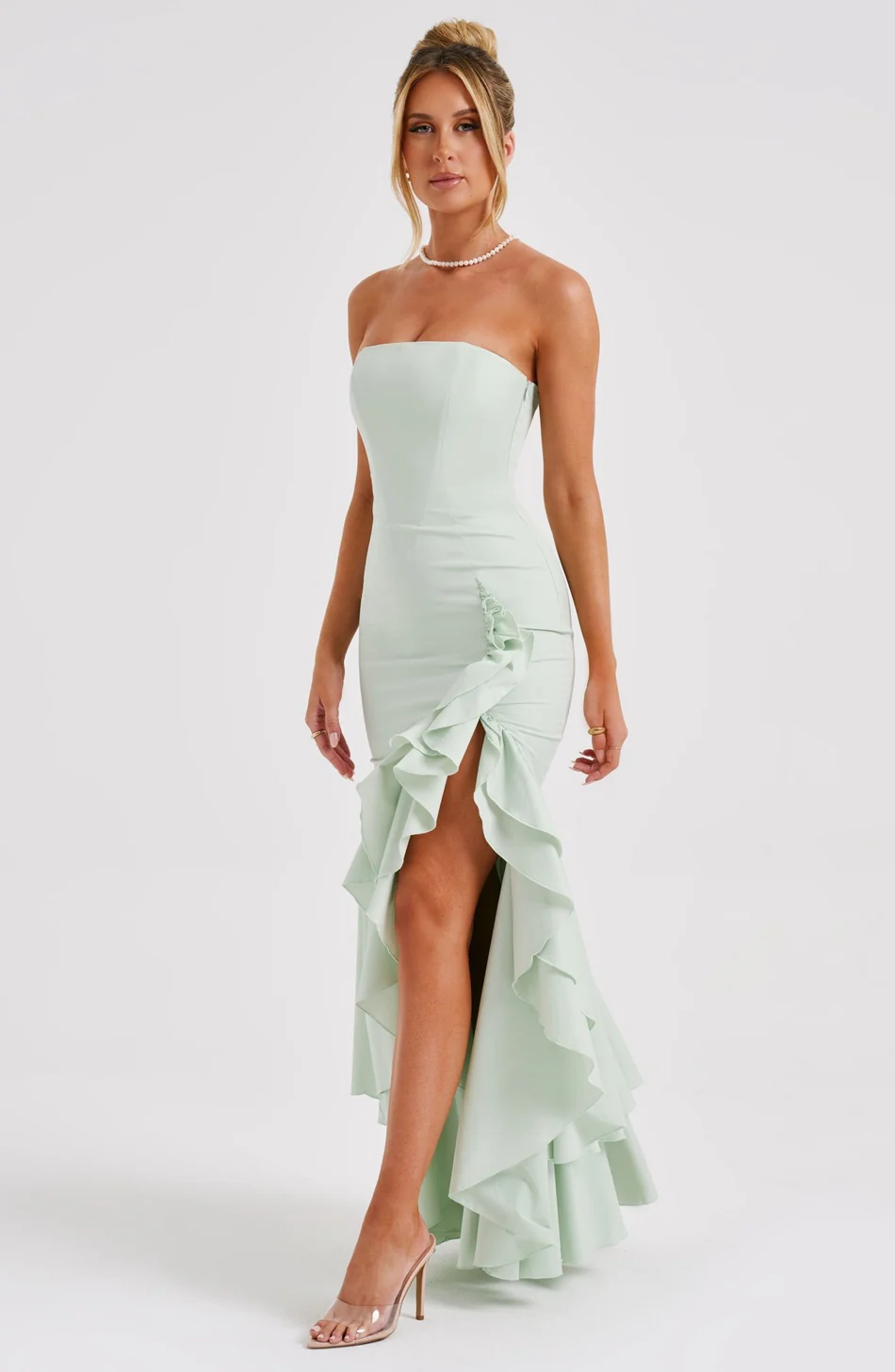 Lune London | Ruffles High Slit Dress