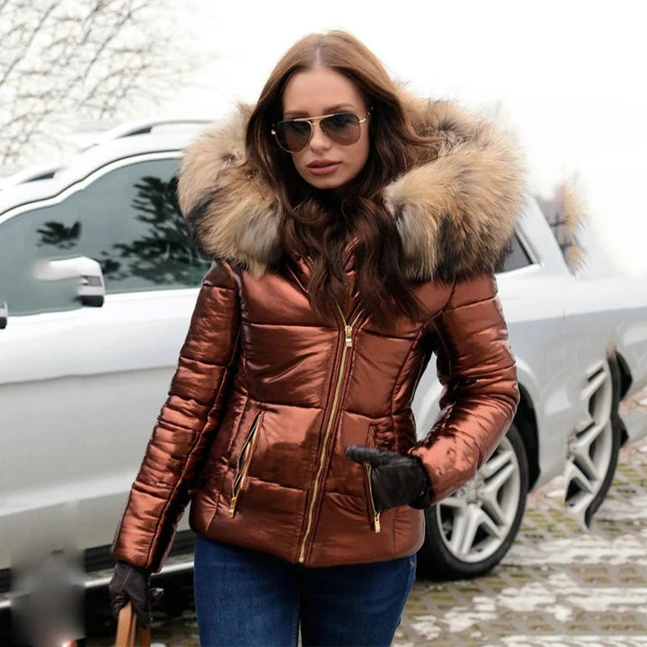 Lune London - Paris - Elegant jacket with faux fur lining, hood and collar