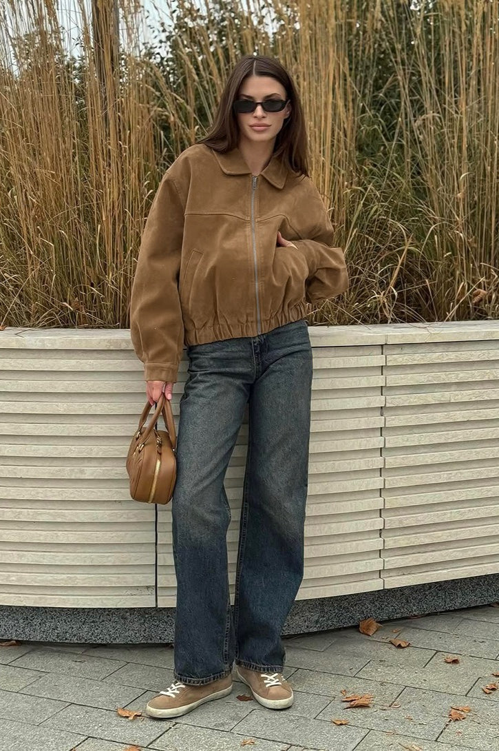 Lune London | Suede Zipper Front Relaxed Jacket