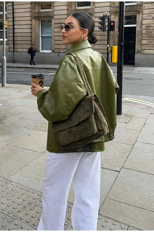 Lune London | Green Faux Leather Jacket