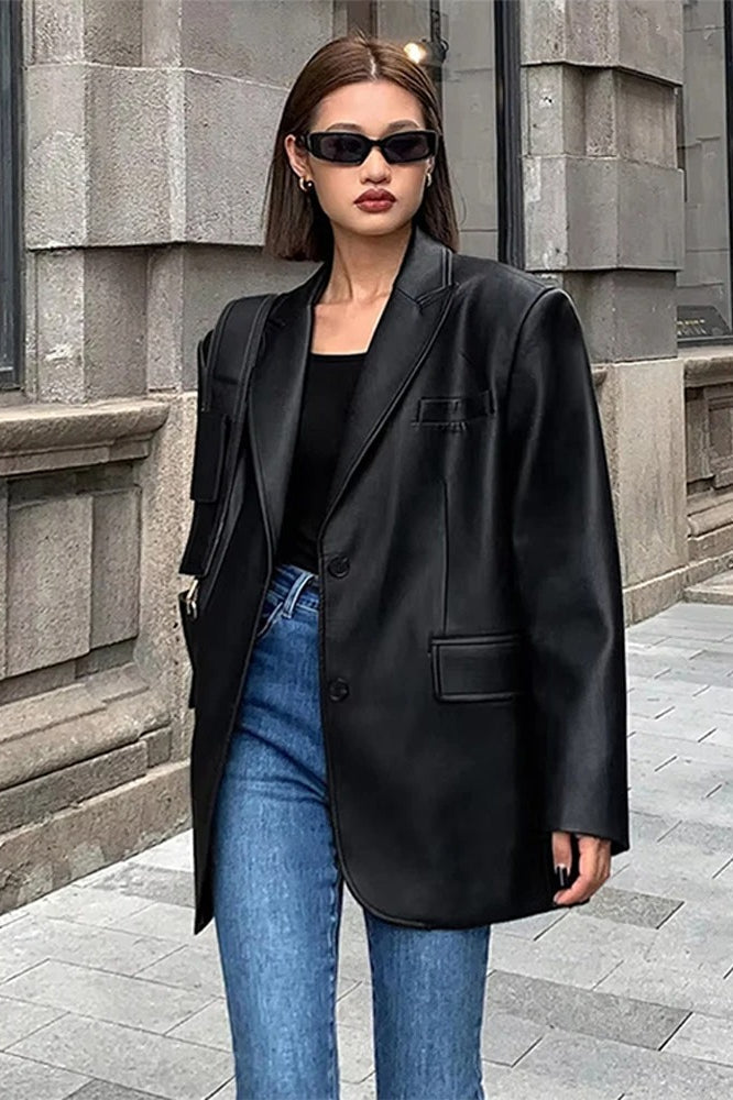 Lune London | PU Leather Blazer Jacket