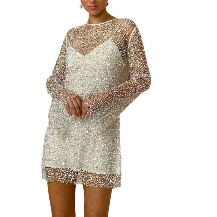 Lune London | Pearl See-Through Mesh Two-Piece Set Sling Dress