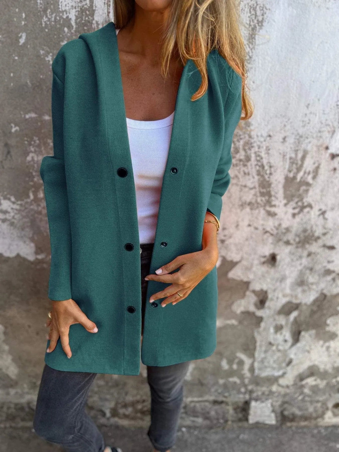 Lune London | Casual Single-Breasted Cardigan with Hood