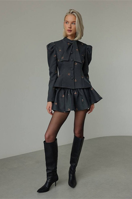 Lune London | Color Block Tweed Jacket and Skirt Set