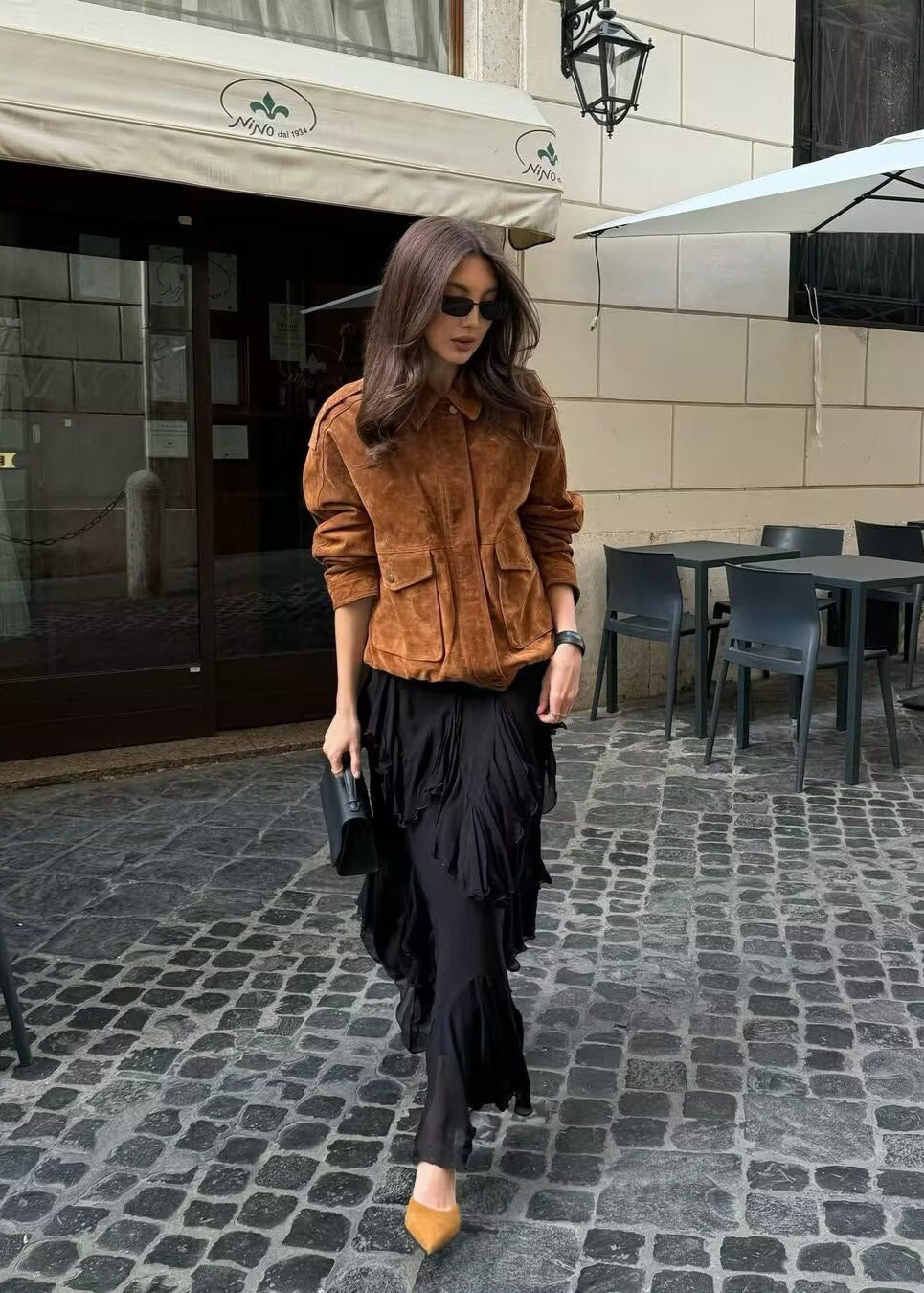 Lune London | Effect Oversized Jacket with Front Pockets – Brown