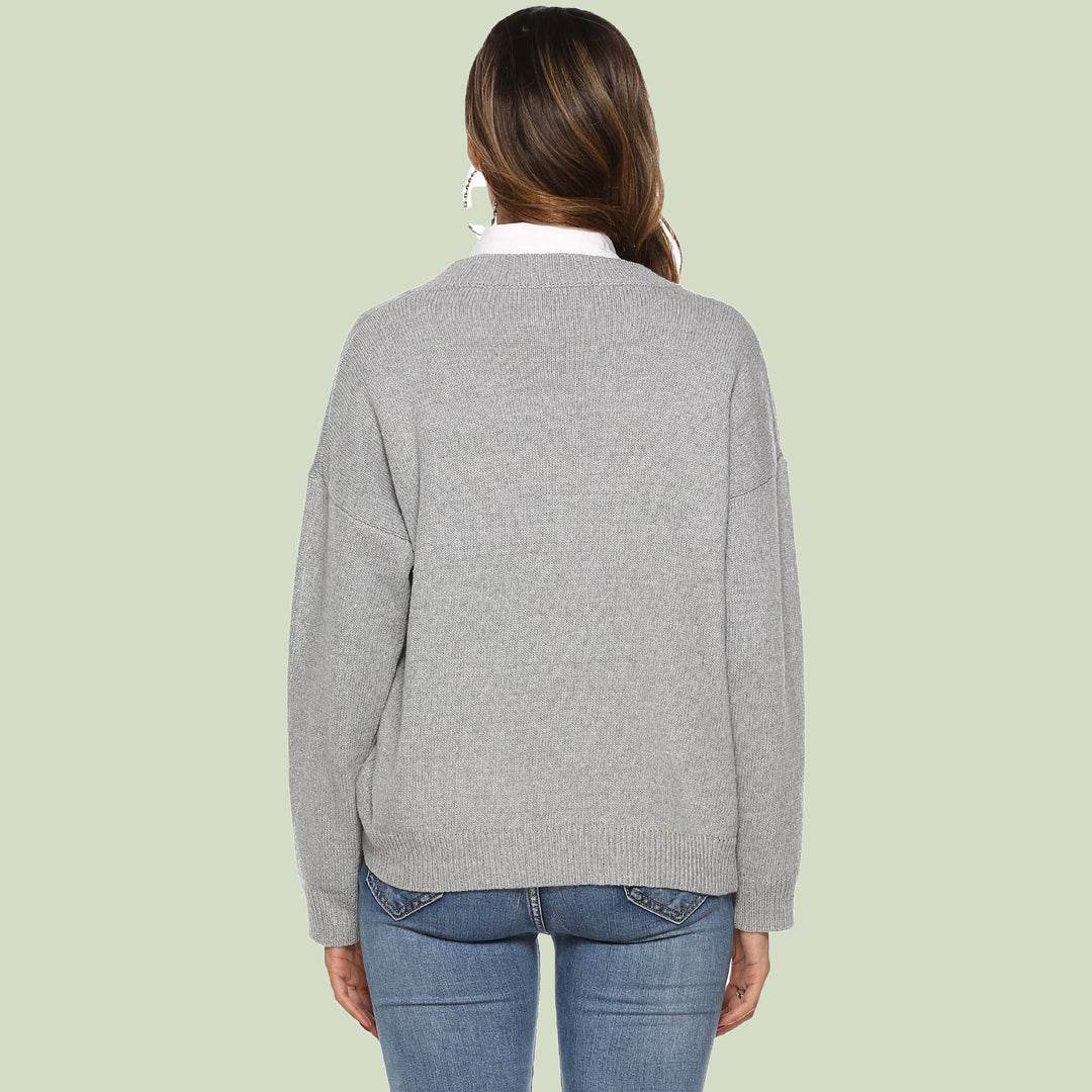 Lune London | Knit Sweater - V-Neck - Loose Fit - Long Sleeves - Soft and Comfortable