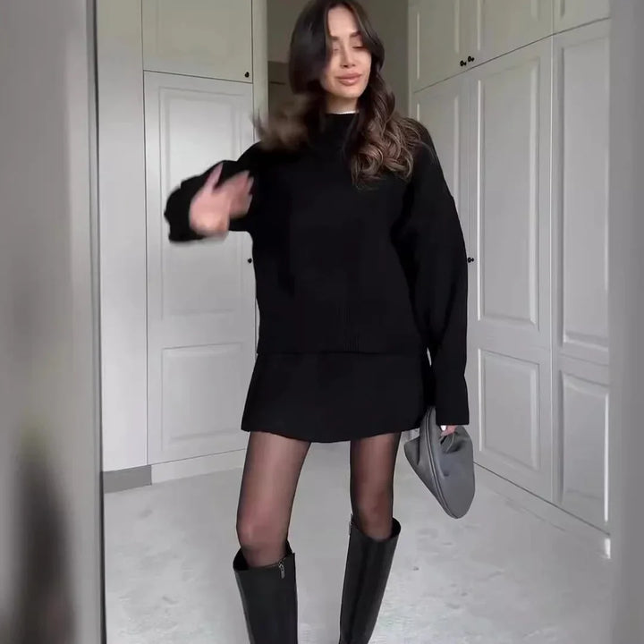 Lune London | Knitted Set - Oversized Sweater & Mini Skirt - Autumn Outfit