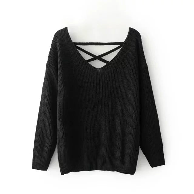 Casual knit sweater for women with modern back neckline Lune Londonl