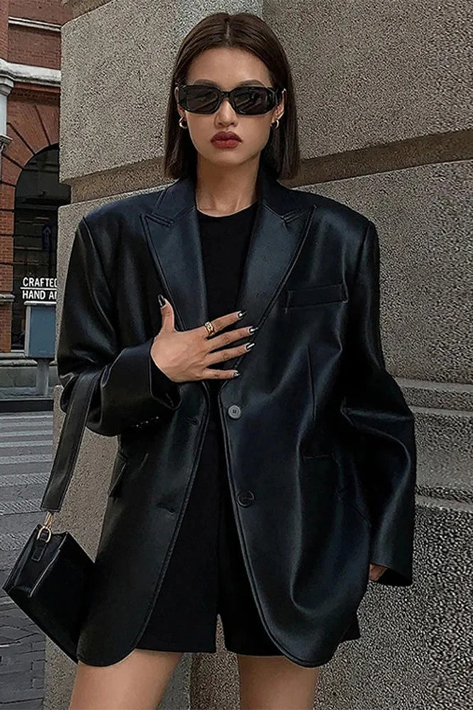Lune London | PU Leather Blazer Jacket