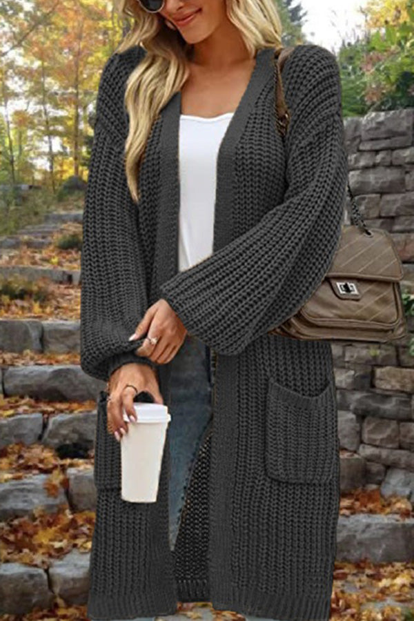 Lune London | Length Loose Oversized Double Pocket Cardigan Sweater Jacket
