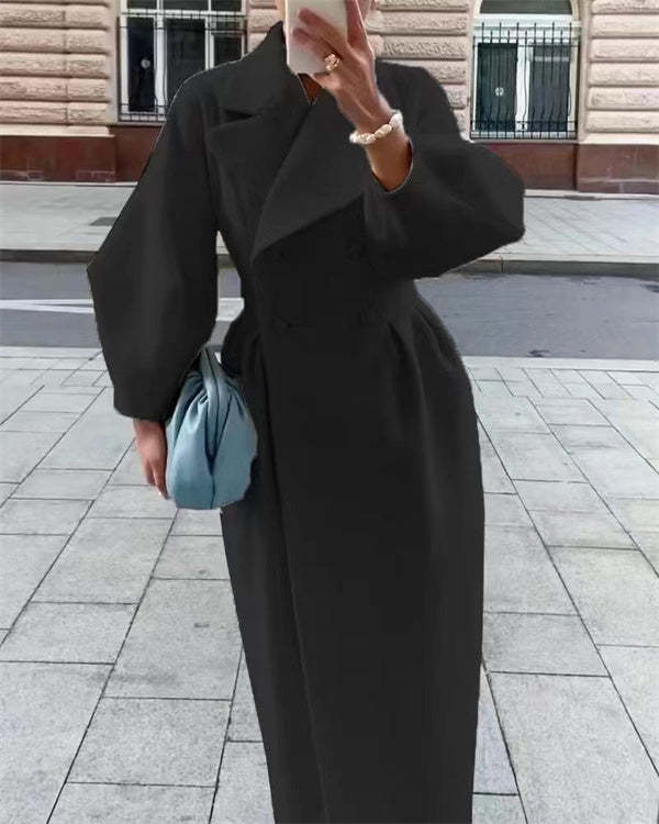 Lune London | Manteau en laine vintage avec des manches en forme d'abat-jour et un revers