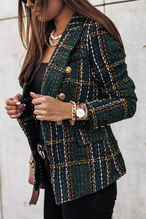 Lune London | Dotted Open Front Check Blazer Jacket