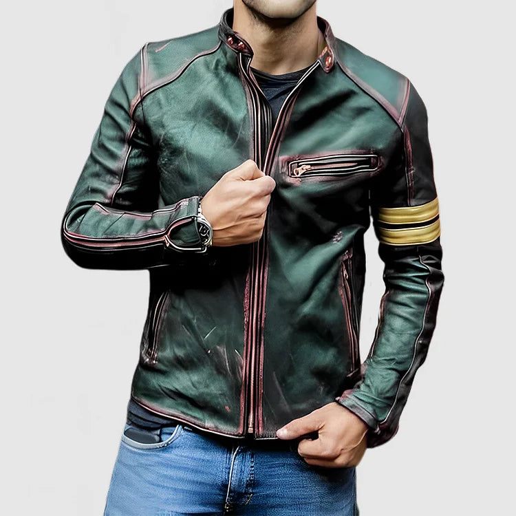 Chic und Stil | Stand Collar Color Block Biker Zip Up Jacket