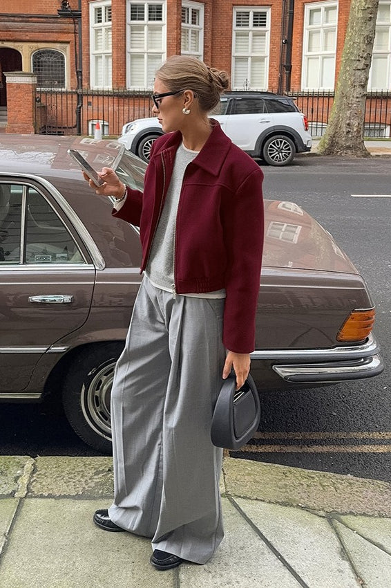 Lune London | Burgundy Wool Blazer Jacket