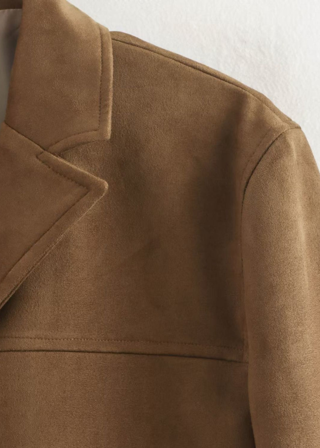 Lune London | Suede Button-Front Blazer with Patch Pockets