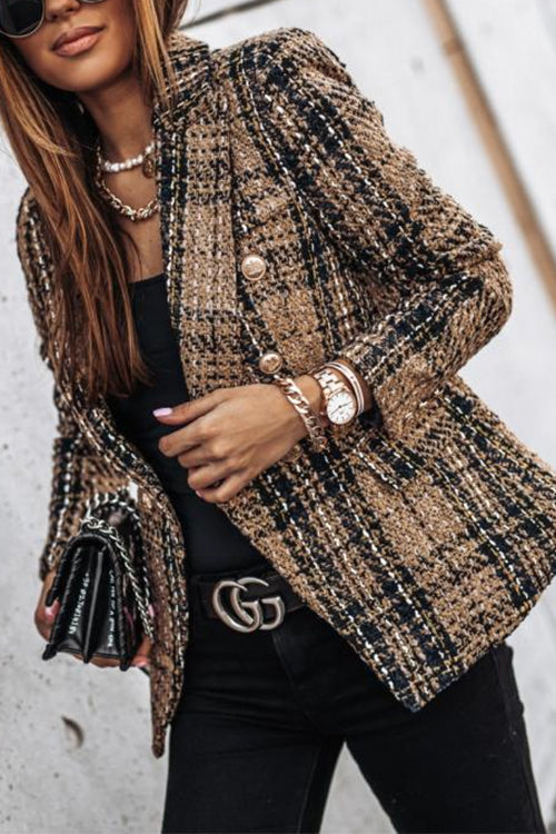 Lune London | Dotted Open Front Check Blazer Jacket