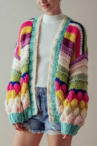 Lune London | Striped chunky knit cardigan jacket