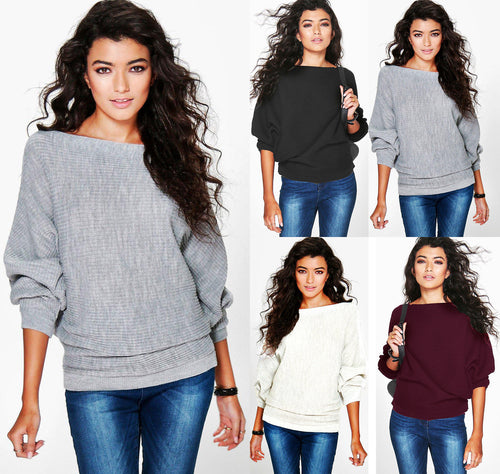 Pull femme décontracté en tricot avec coupe oversized innovante et manches bouffantes à la mode Lune London