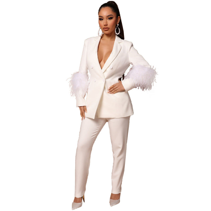 Lune London | Two-piece ostrich fur lapel for women