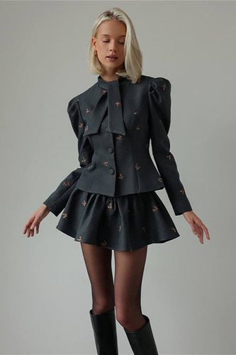 Lune London | Color Block Tweed Jacket and Skirt Set