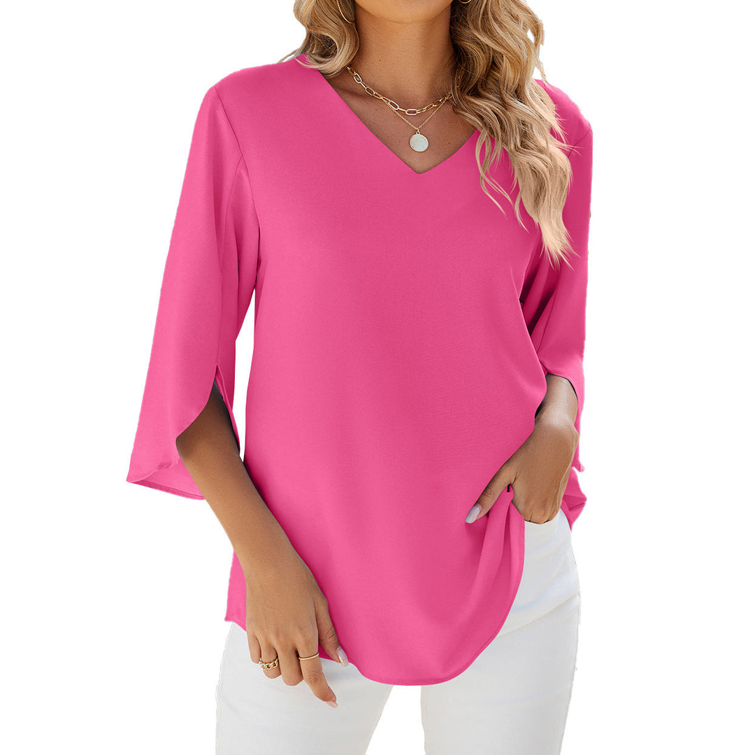 Lune London | Loose Chiffon Blouse Top with V-Neck