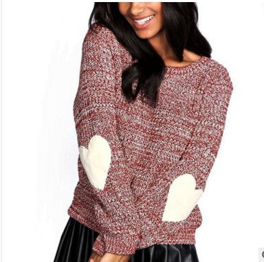 Chunky knit sweater for women with heart-shaped appliqué and loose fit Lune Londonl