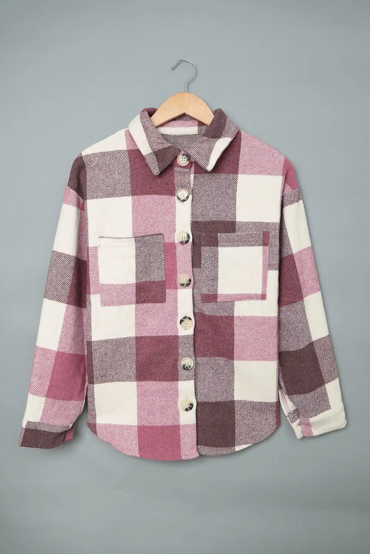 Lune London | Khaki checkered jacket with color blocks for an effortless winter style