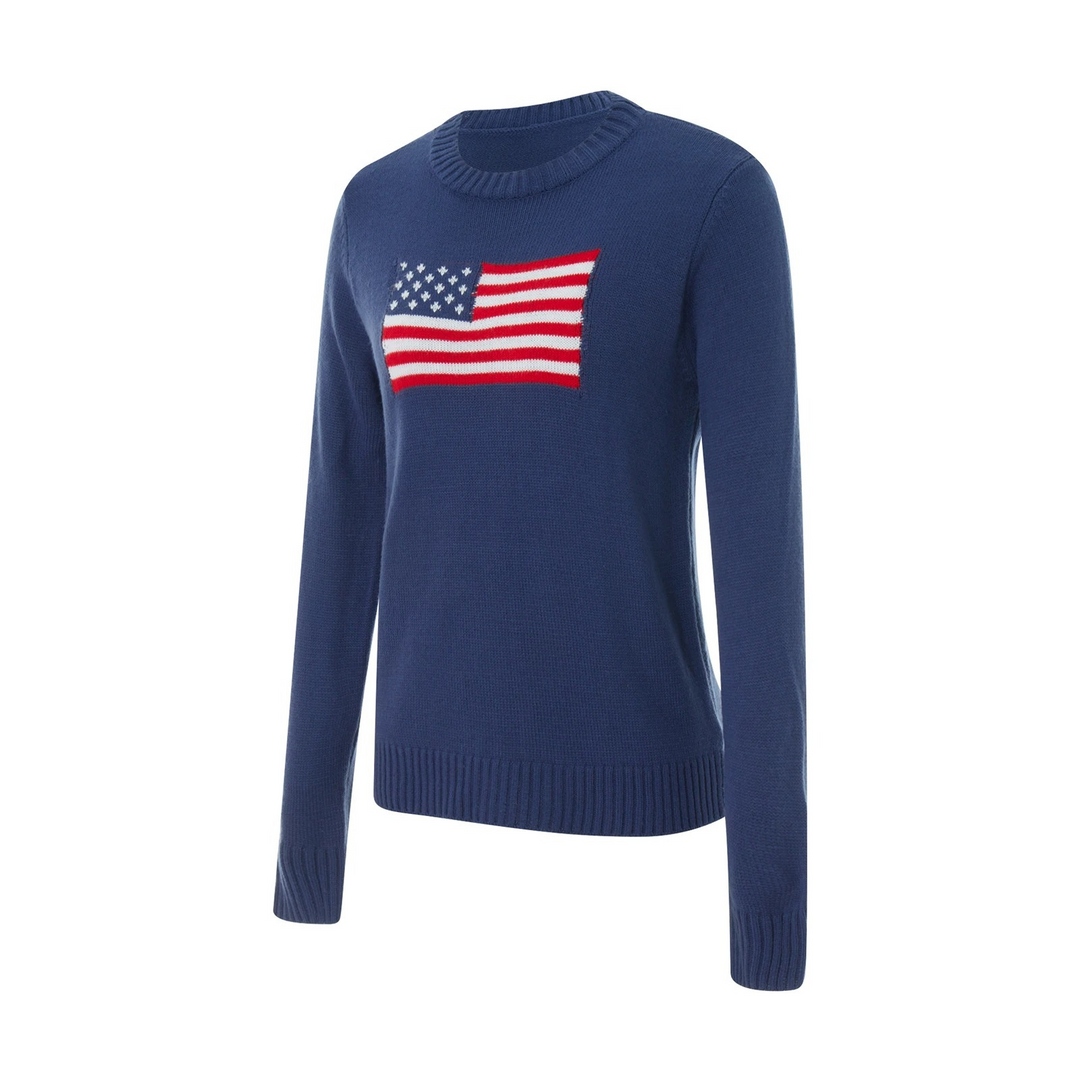 Lune London - Streetwear Autumn Knit Sweater with American Flag for Women