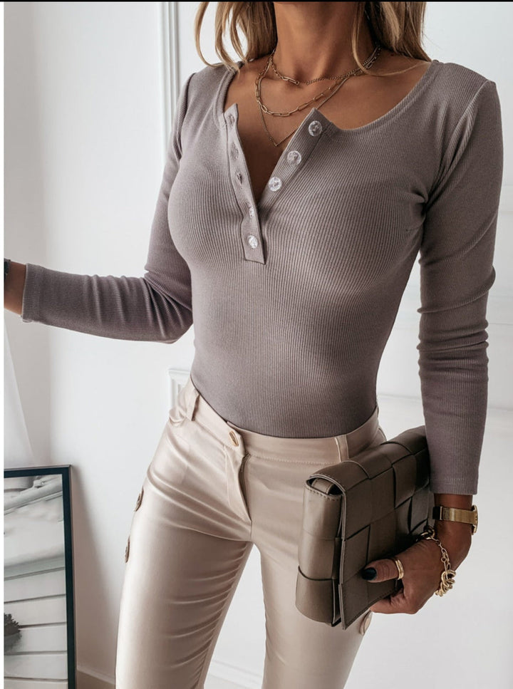 Lune London | Carin Ribbed Henley Tee