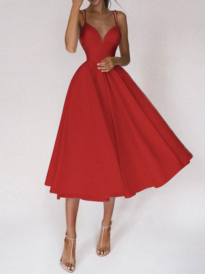 Lune London | Grace The Elegant Spaghetti Strap Dress with V-Neck