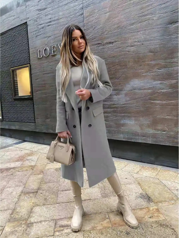 Lune London | Women's Double-Breasted Coat Classic Elegant Long Coat