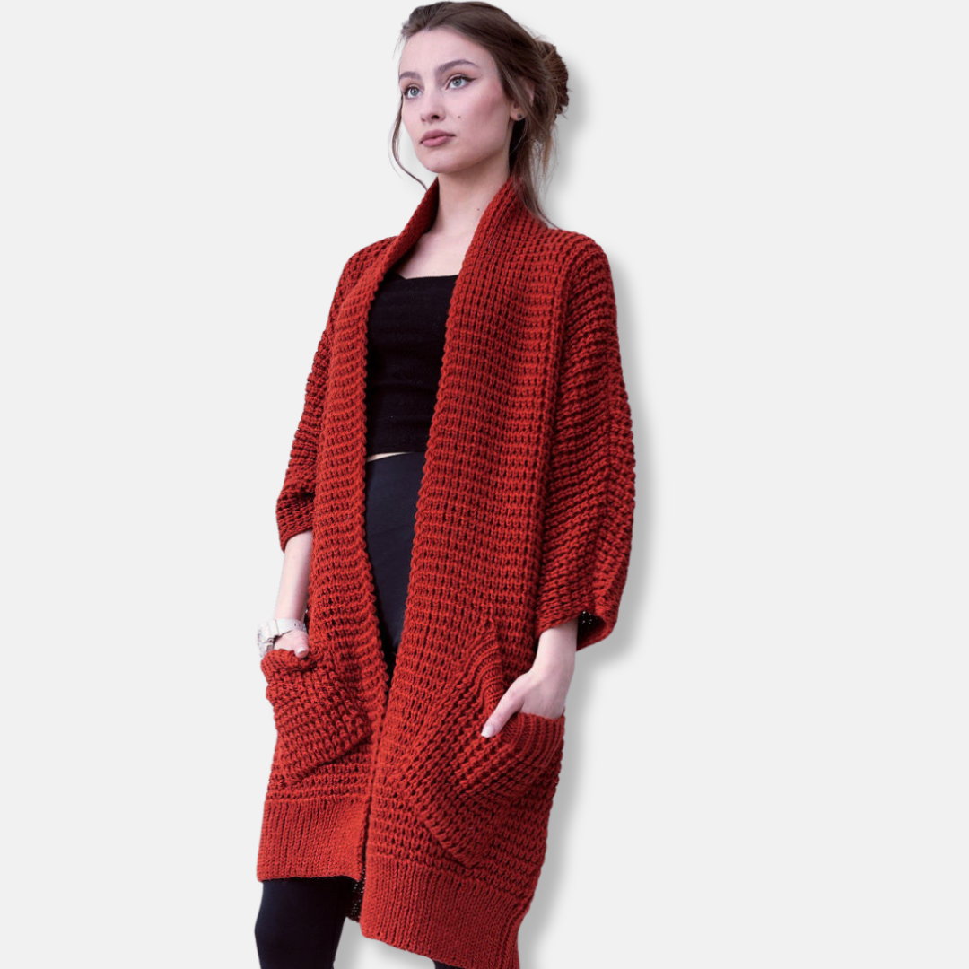 Lune London | Sweater coat - Oversized fit - Open front - Patch pockets - Ribbed edges