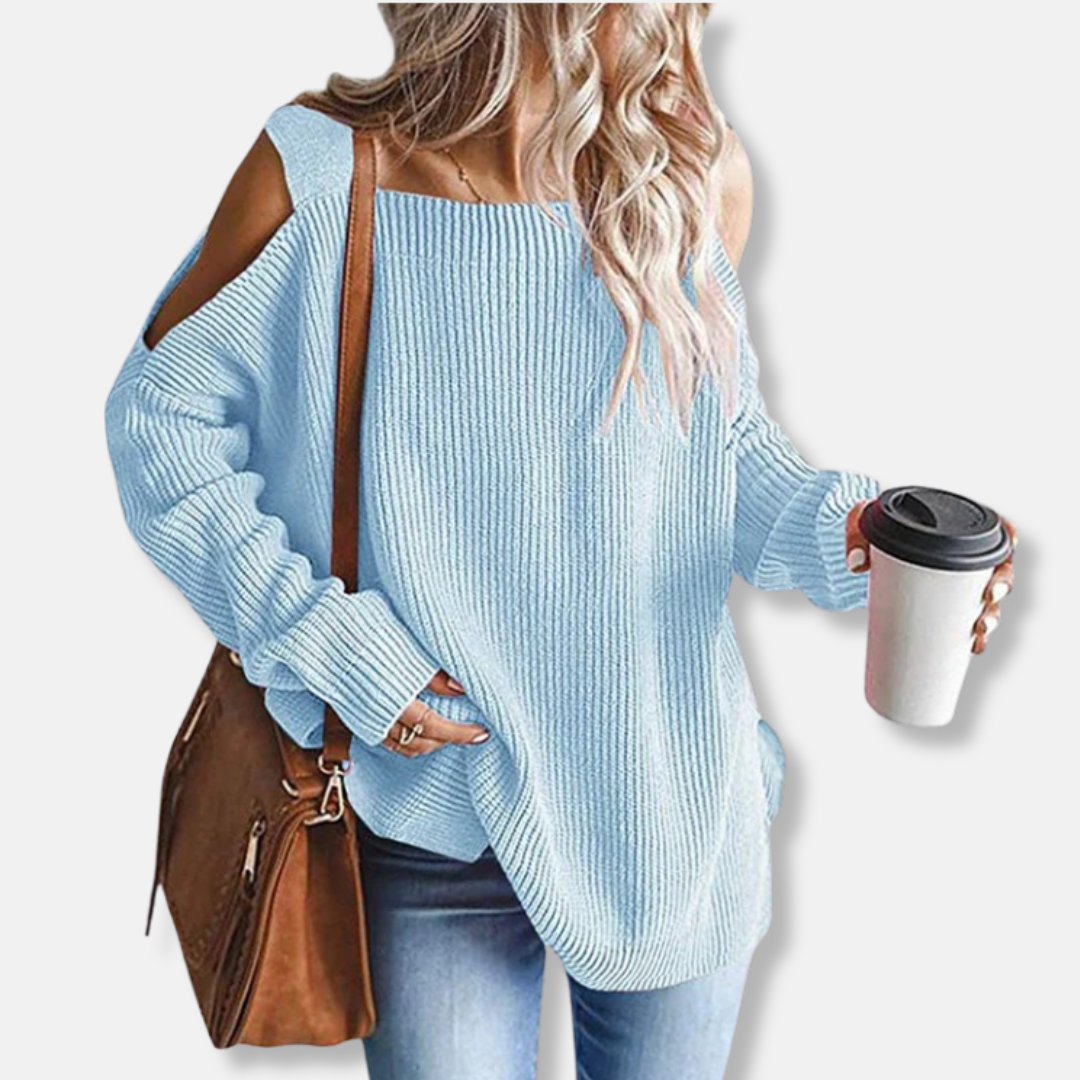 Lune London | Sweatshirt - Open Shoulder Knit - Loose Fit - Structured Fabric