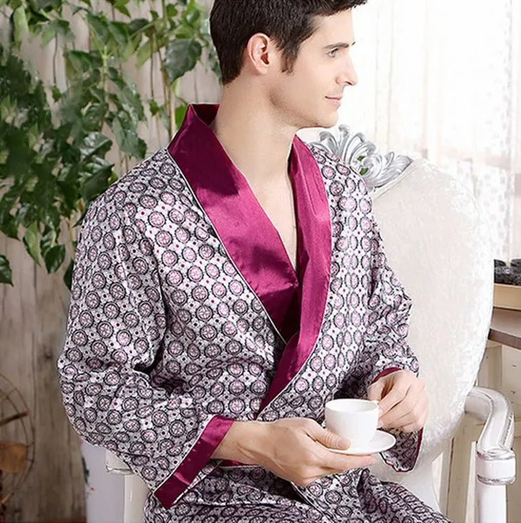 Lune London | Gold Print Luxury Satin Bathrobe
