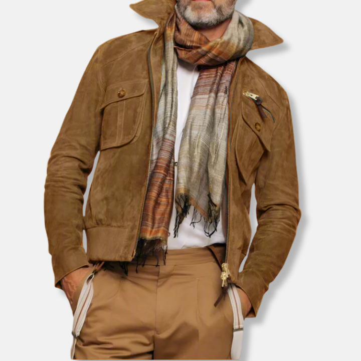 Lune London | Tailored Jacket - Collar Jacket in Hip-Length Leather Trim Jacket