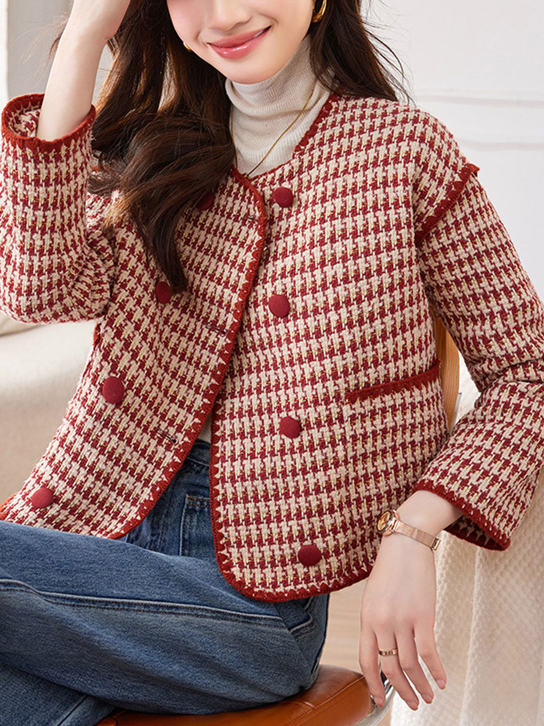 Lune London | Classic Round Neck Tweed Jacket