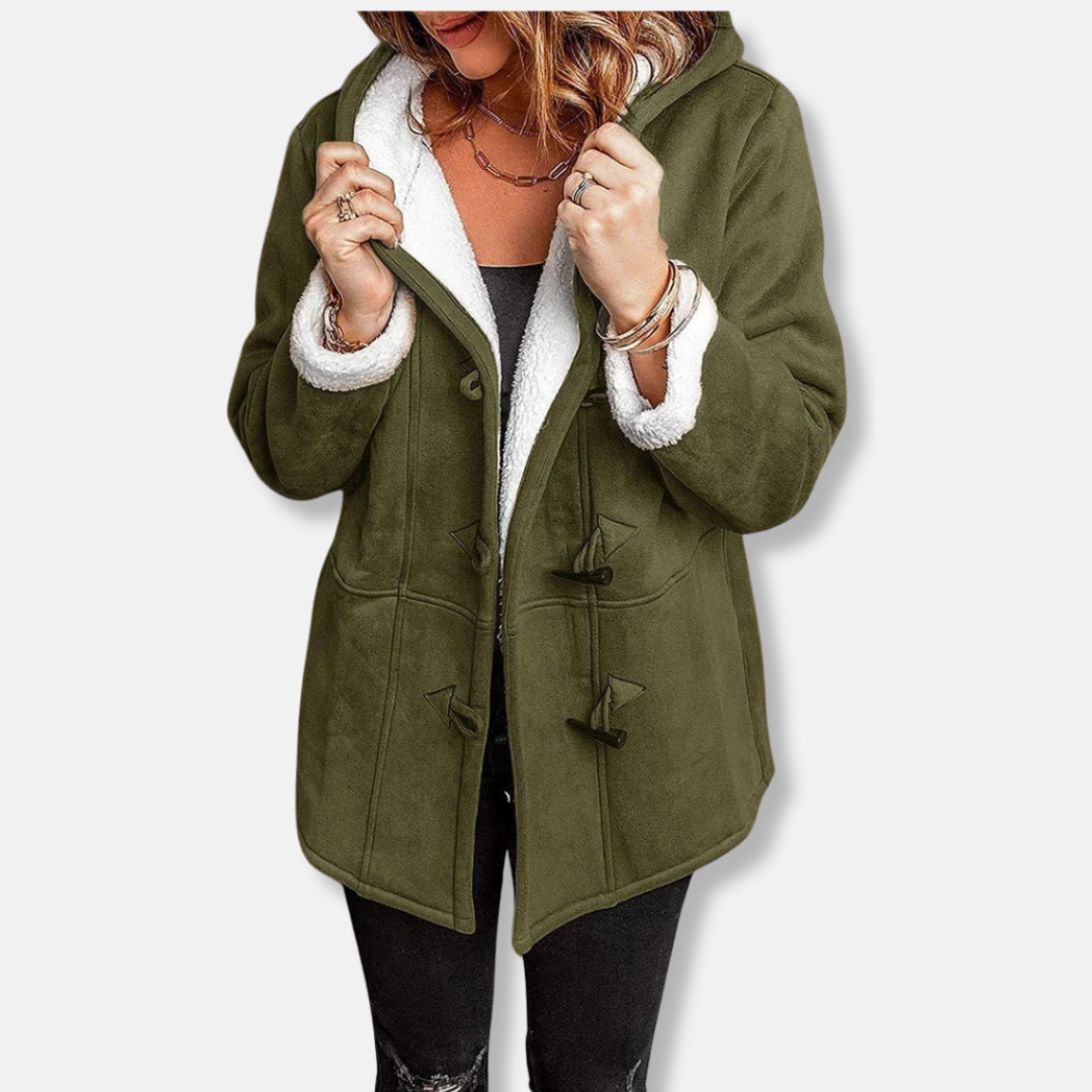 Lune London | Jacket - Fleece - Hood - Button closure - Casual fit - Mid-length