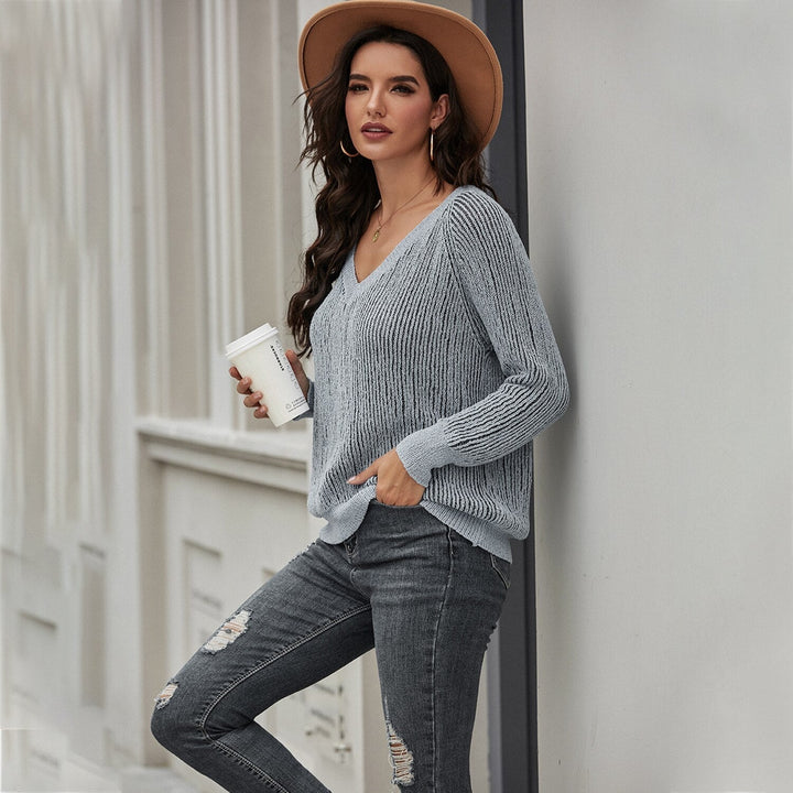 Lune London | Knit sweater - Loose fit - V-neck - Ribbed texture - Long sleeves