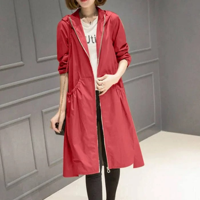 Lune London | Manteau long avec fermeture éclair et capuche