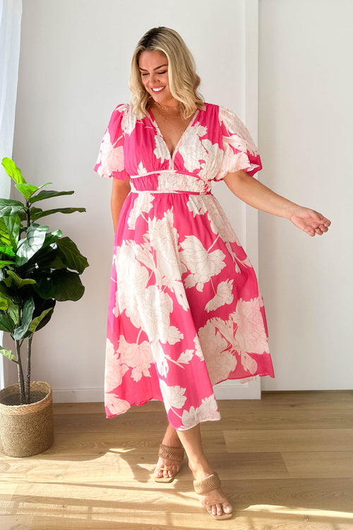 Lune London | Real Love Print Puff Sleeve Maxi Dress