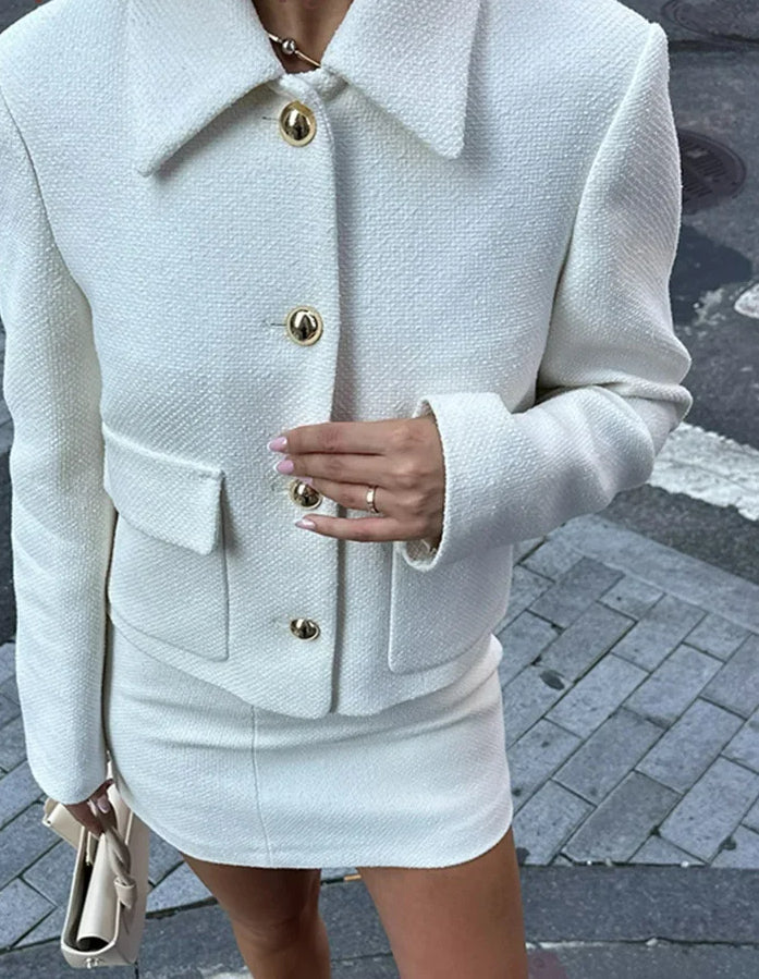 Lune London | Jacket Cropped Mini Skirt Office Two-Piece Set