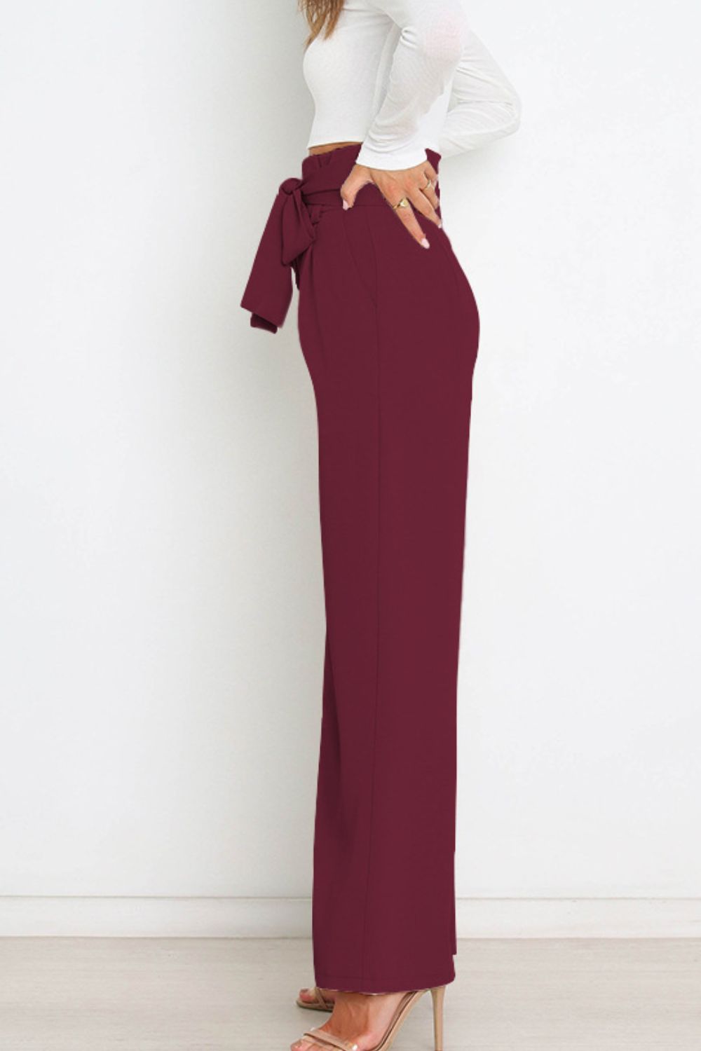 Lune London | High Waist Paperbag Pants with Bow Detail