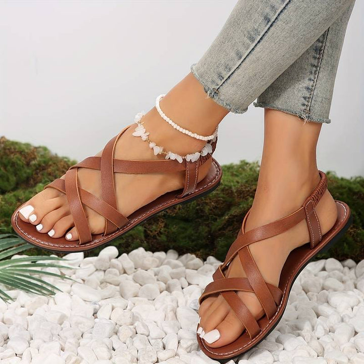 Lune London | Crisscross Flat Sandals with Non-Slip Straps